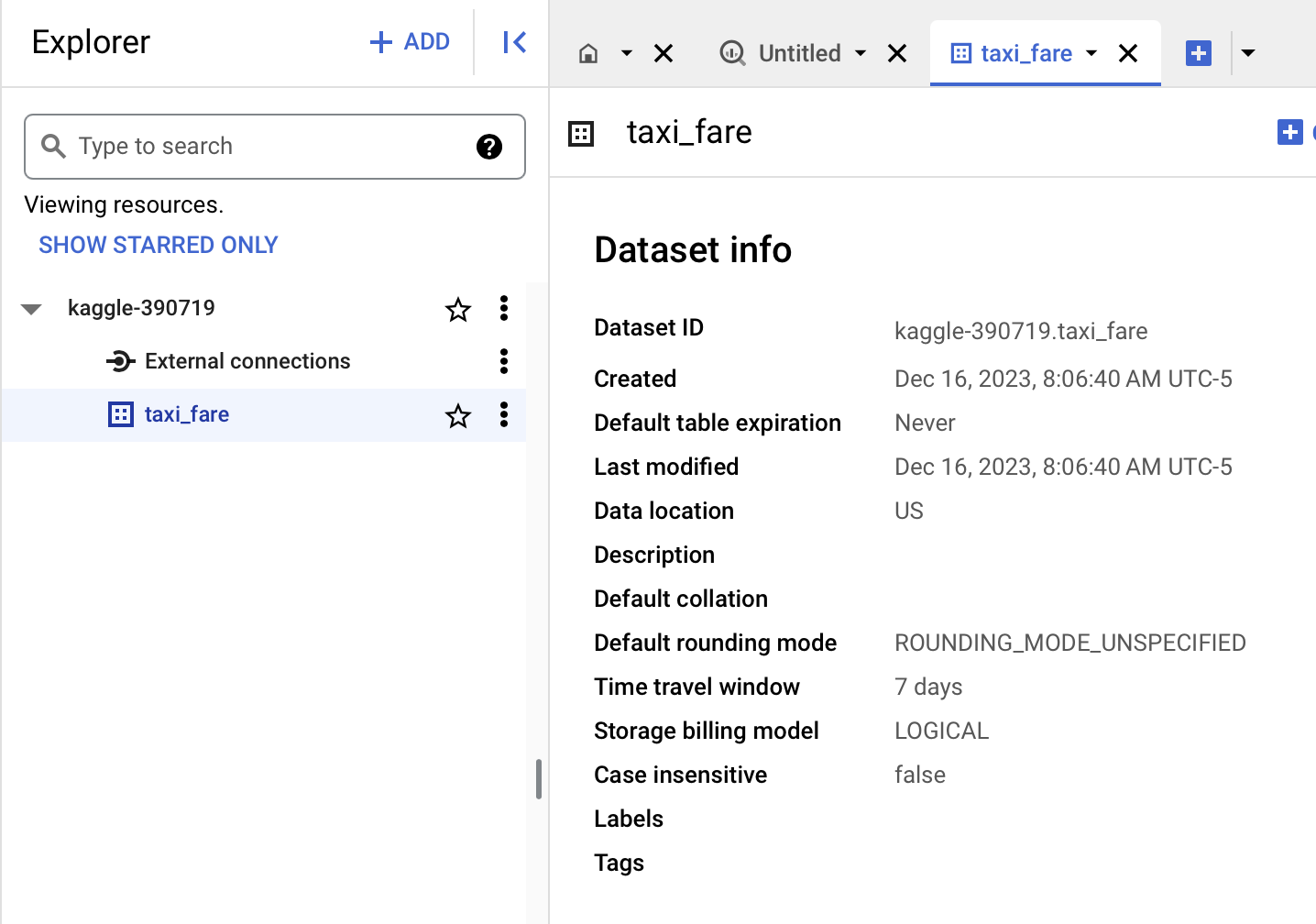 taxi_fare dataset is now in dashboard